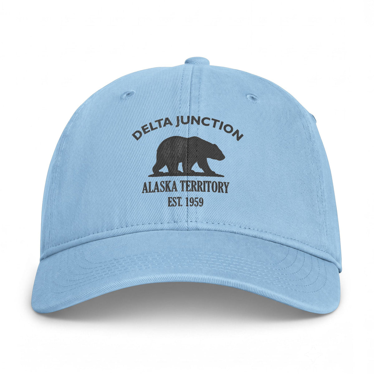Delta Junction Alaska Distressed Cotton Cap - Charcoal Print Logo