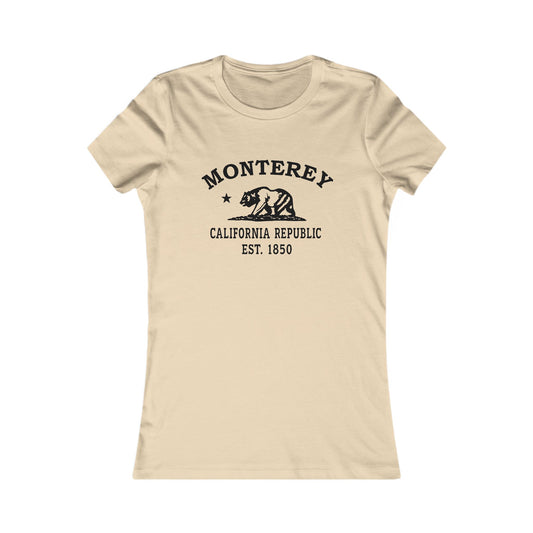 Monterey California Vintage Retro Womens Fitted Ringspun Cotton Tee - Black Logo