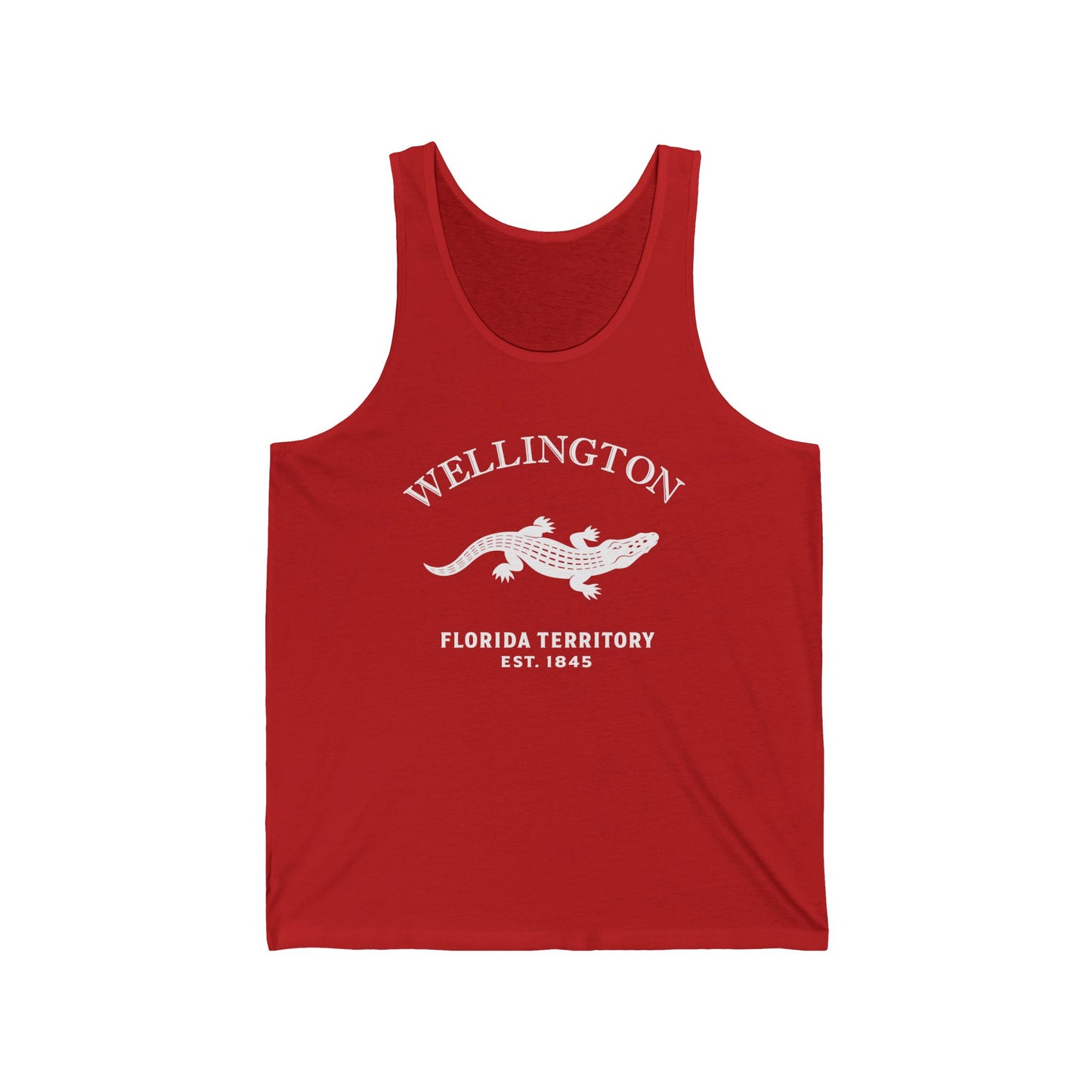 Wellington Florida Unisex Cotton Jersey Tank Top - White Logo
