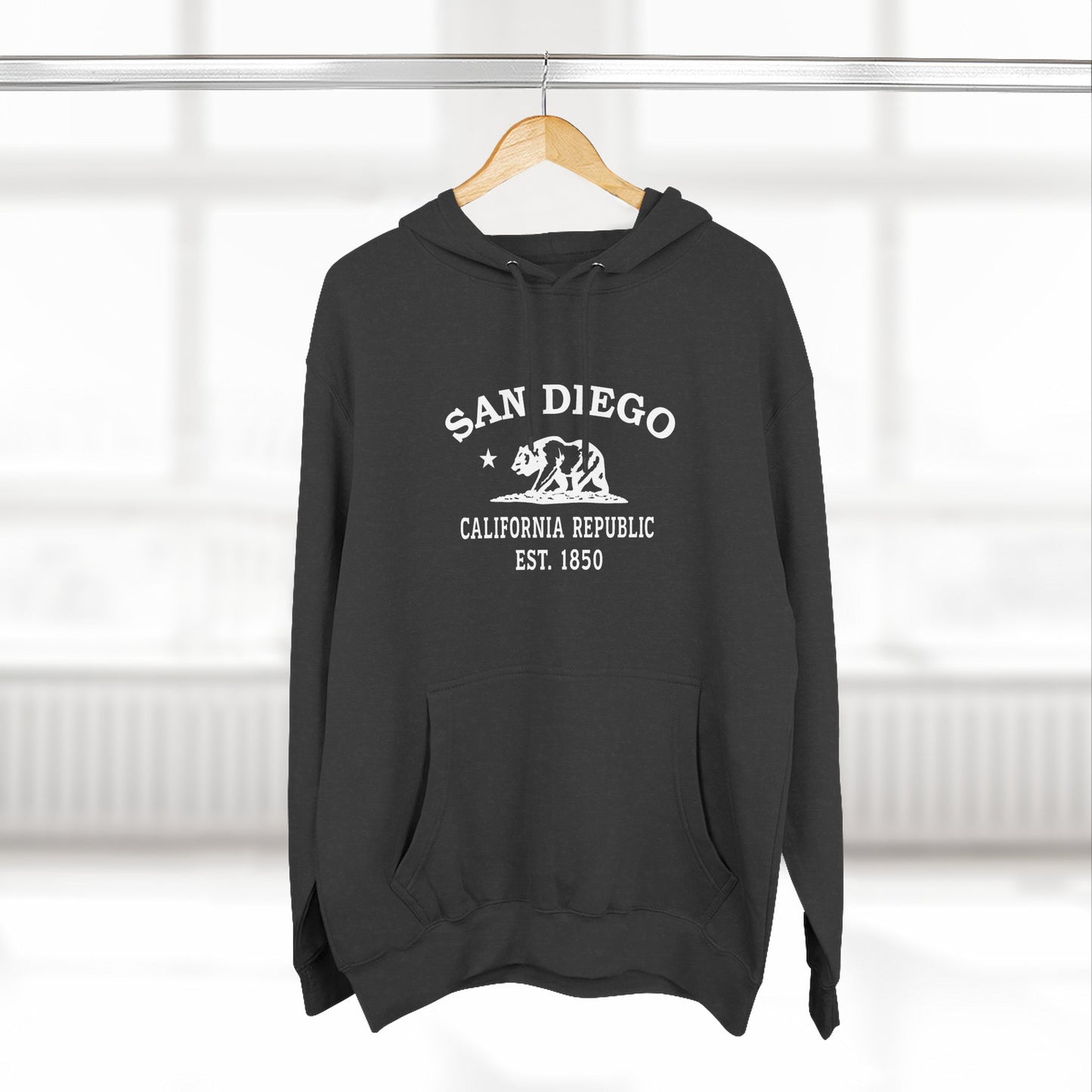 San Diego California Vintage Retro Unisex Heavy Cotton Hoodie - White Logo