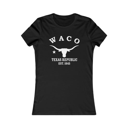 Waco Texas Vintage Retro Womens Fitted Ringspun Cotton Tee - White Logo