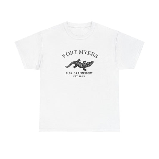 Fort Myers Florida Vintage Retro Unisex Heavy Cotton Tee - Black Logo