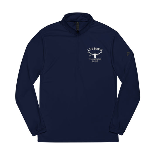 Lubbock Texas Vintage Retro Quarter-Zip Embroidered Pullover - White Logo