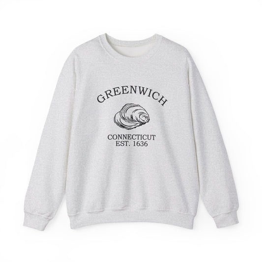 Greenwich Connecticut Vintage Retro Unisex Heavy Crewneck Sweatshirt - Black Logo