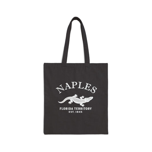 Naples Florida Vintage Retro Cotton Canvas Tote Bag - White Logo