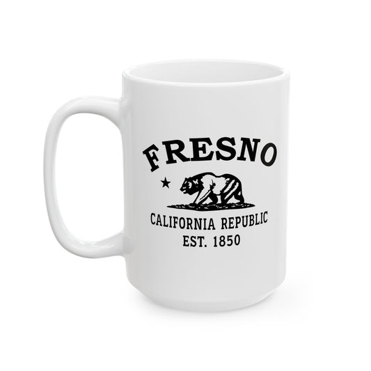 Fresno California Vintage Retro Ceramic Mug - Black Logo