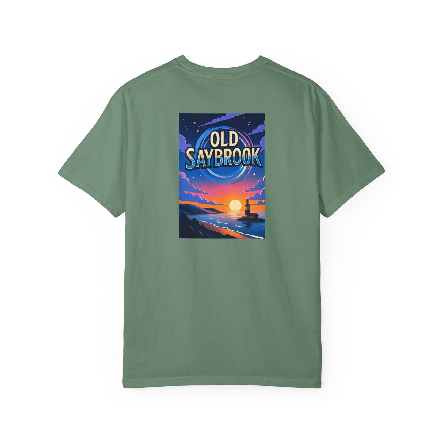 Old Saybrook Connecticut Vintage Retro Back Printed Art Series Cotton Tee - Black Logo