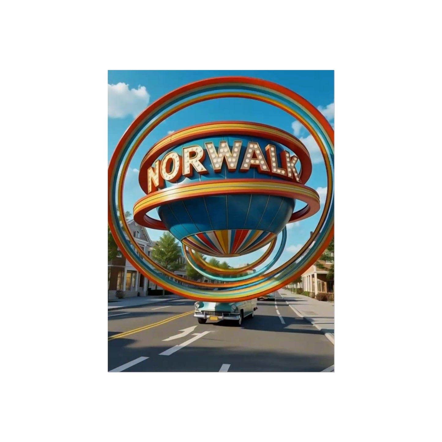 Norwalk Connecticut Vintage Retro Giclée Print Art Series Poster