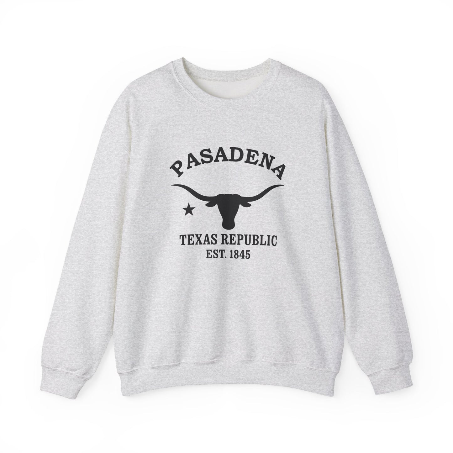 Pasadena Texas Vintage Retro Unisex Heavy Crewneck Sweatshirt - Black Logo