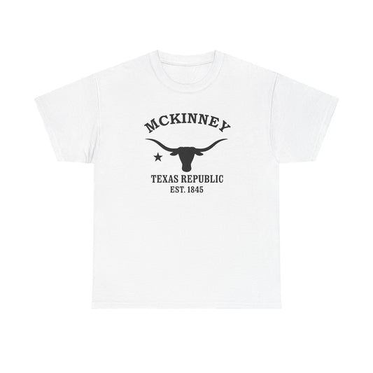 McKinney Texas Vintage Retro Unisex Heavy Cotton Tee - Black Logo