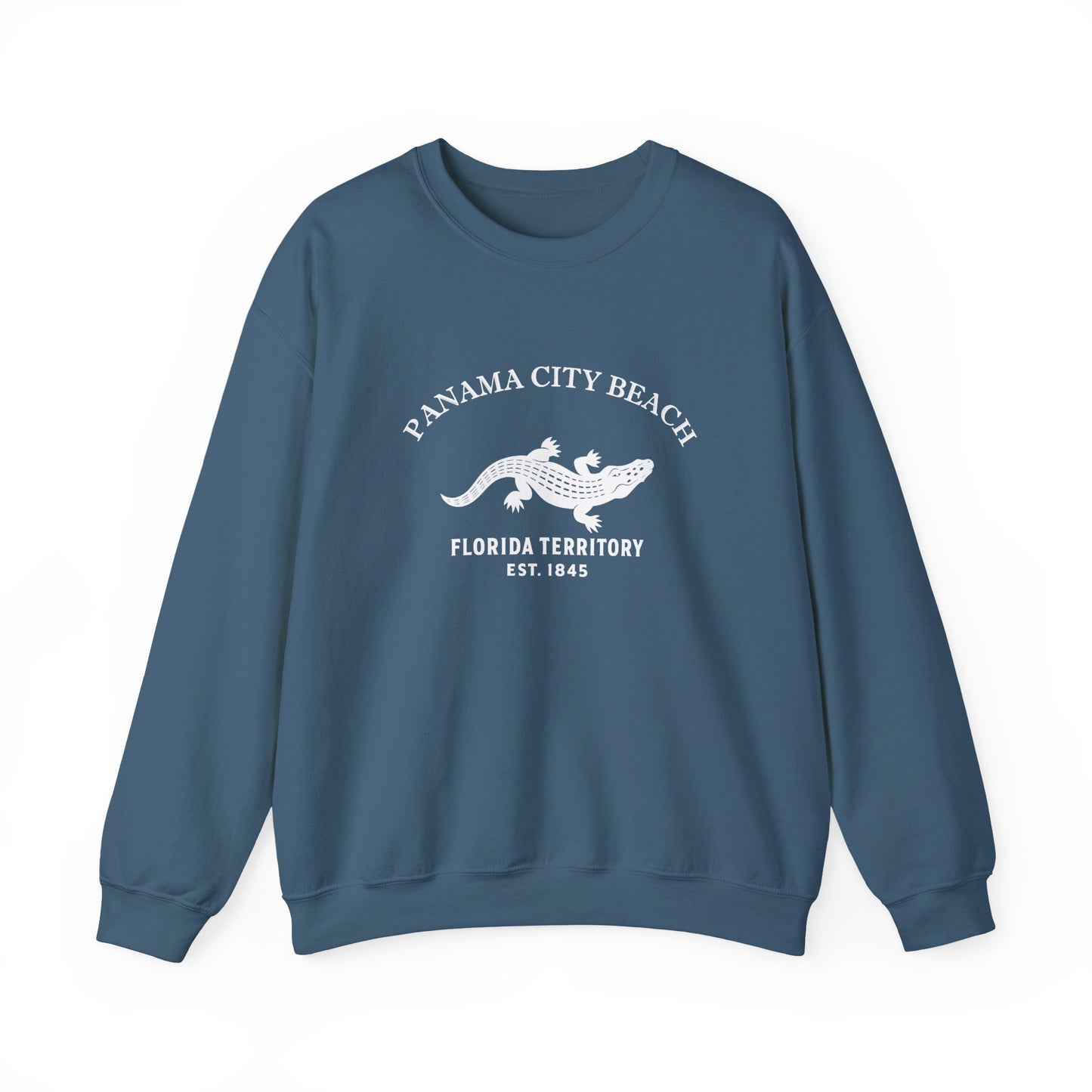 Panama City Beach Florida Vintage Retro Unisex Heavy Crewneck Sweatshirt - White Logo
