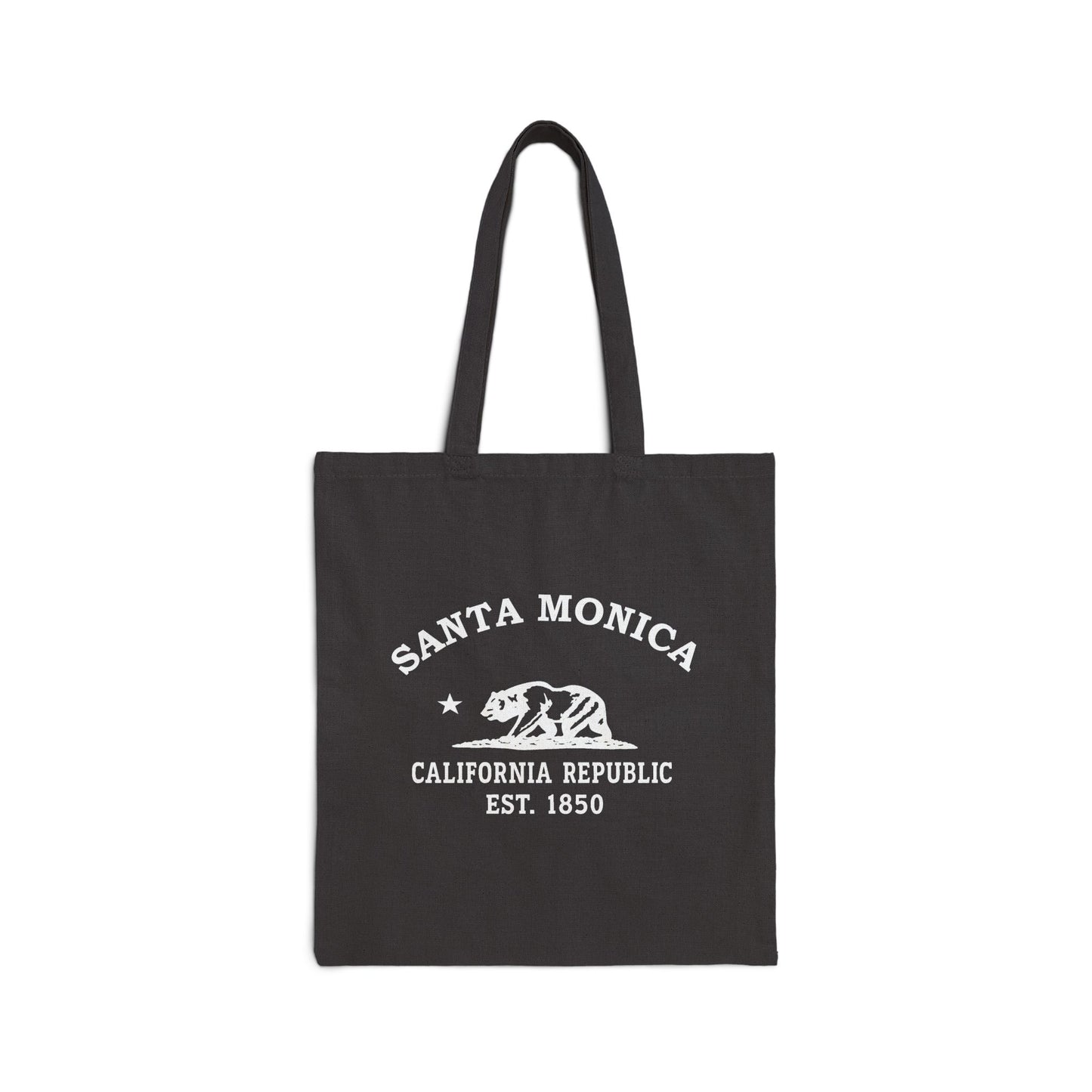 Santa Monica California Vintage Retro Cotton Canvas Tote Bag - White Logo