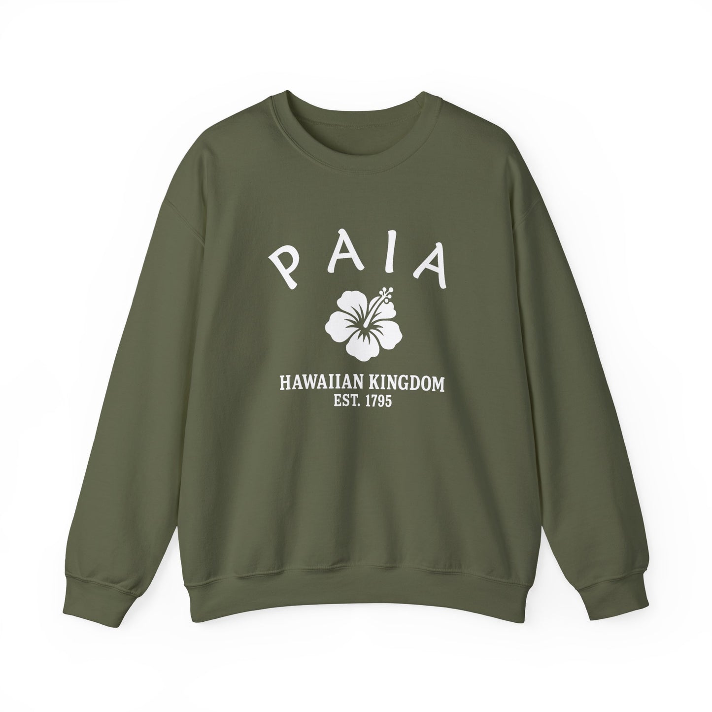 Paia Hawaii Vintage Retro Unisex Heavy Crewneck Sweatshirt - White Logo
