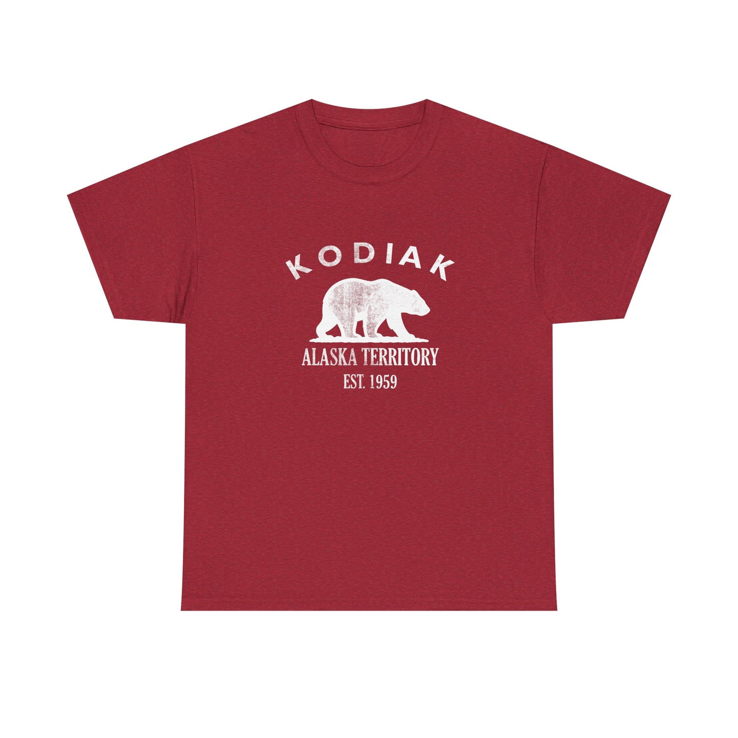 Kodiak Alaska Vintage Retro Unisex Heavy Cotton Tee - White Logo