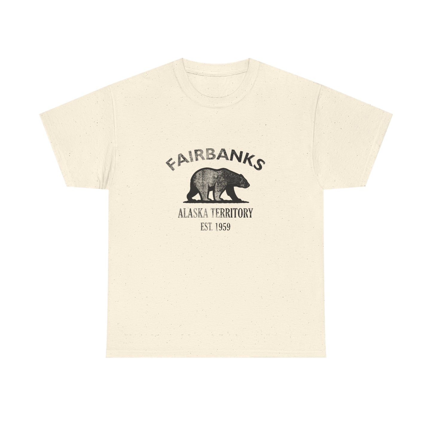 Fairbanks Alaska Vintage Retro Unisex Heavy Cotton Tee - Black Logo