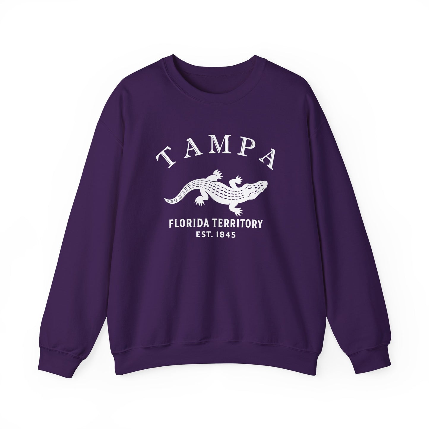 Tampa Florida Vintage Retro Unisex Heavy Crewneck Sweatshirt - White Logo