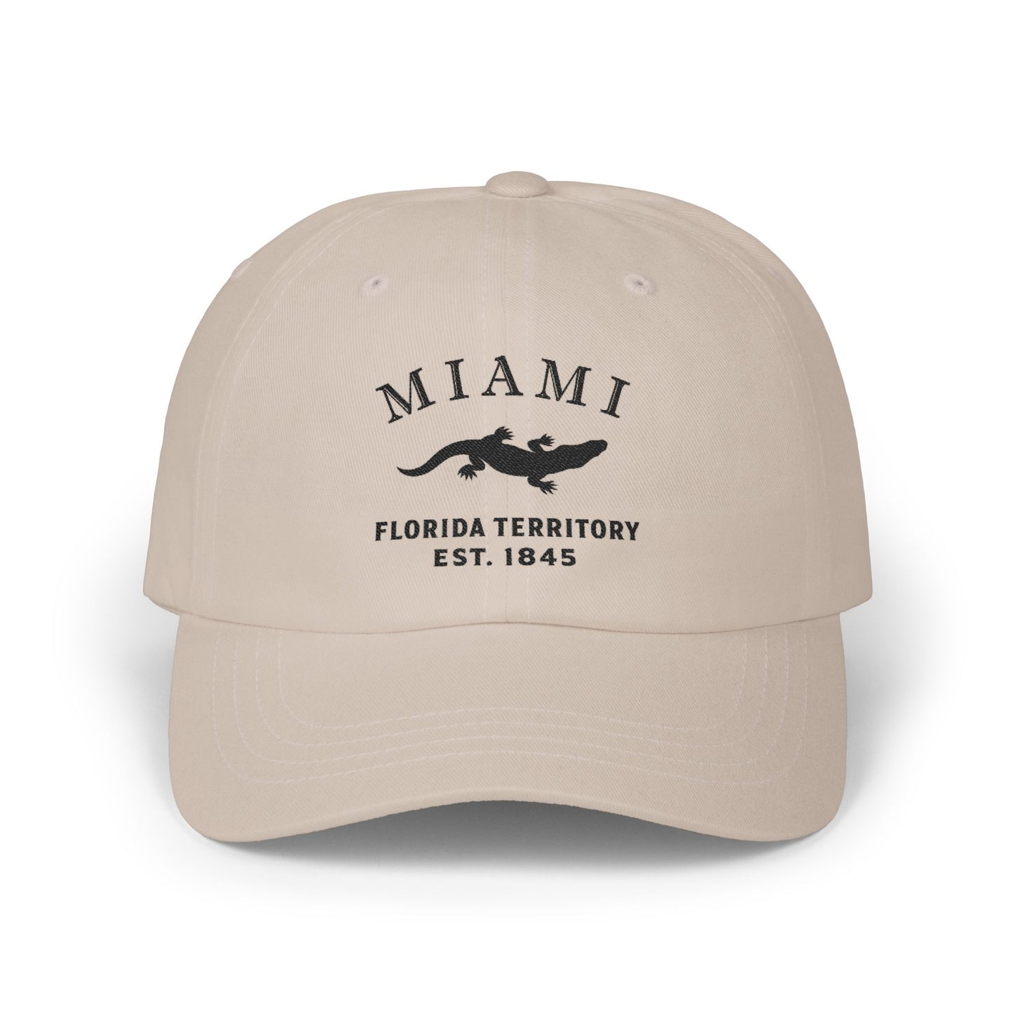 Miami Florida Classic Embroidered Vintage Retro Cotton Cap - Black Logo