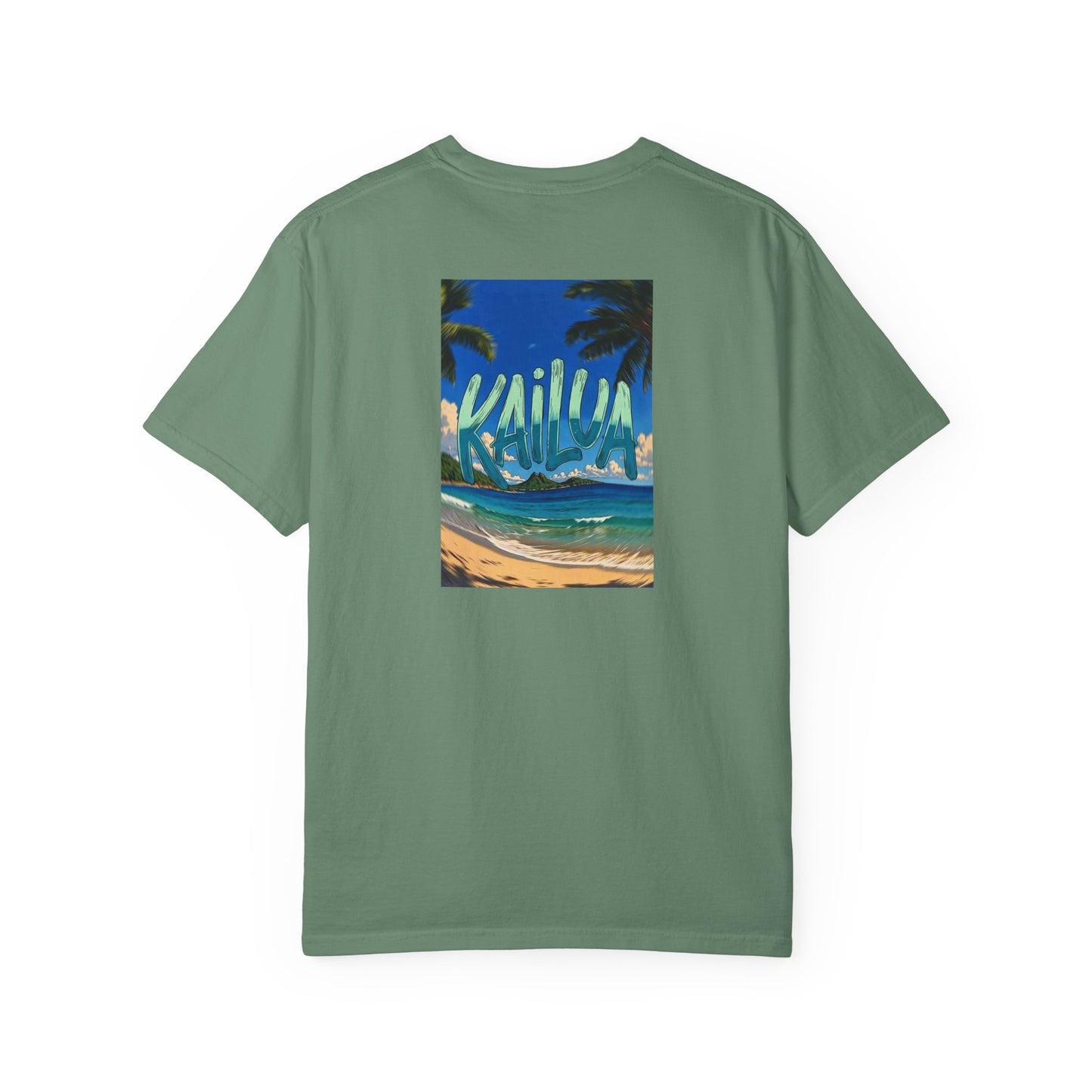 Kailua Hawaii Vintage Retro Back Printed Art Series Cotton Tee - Black Logo