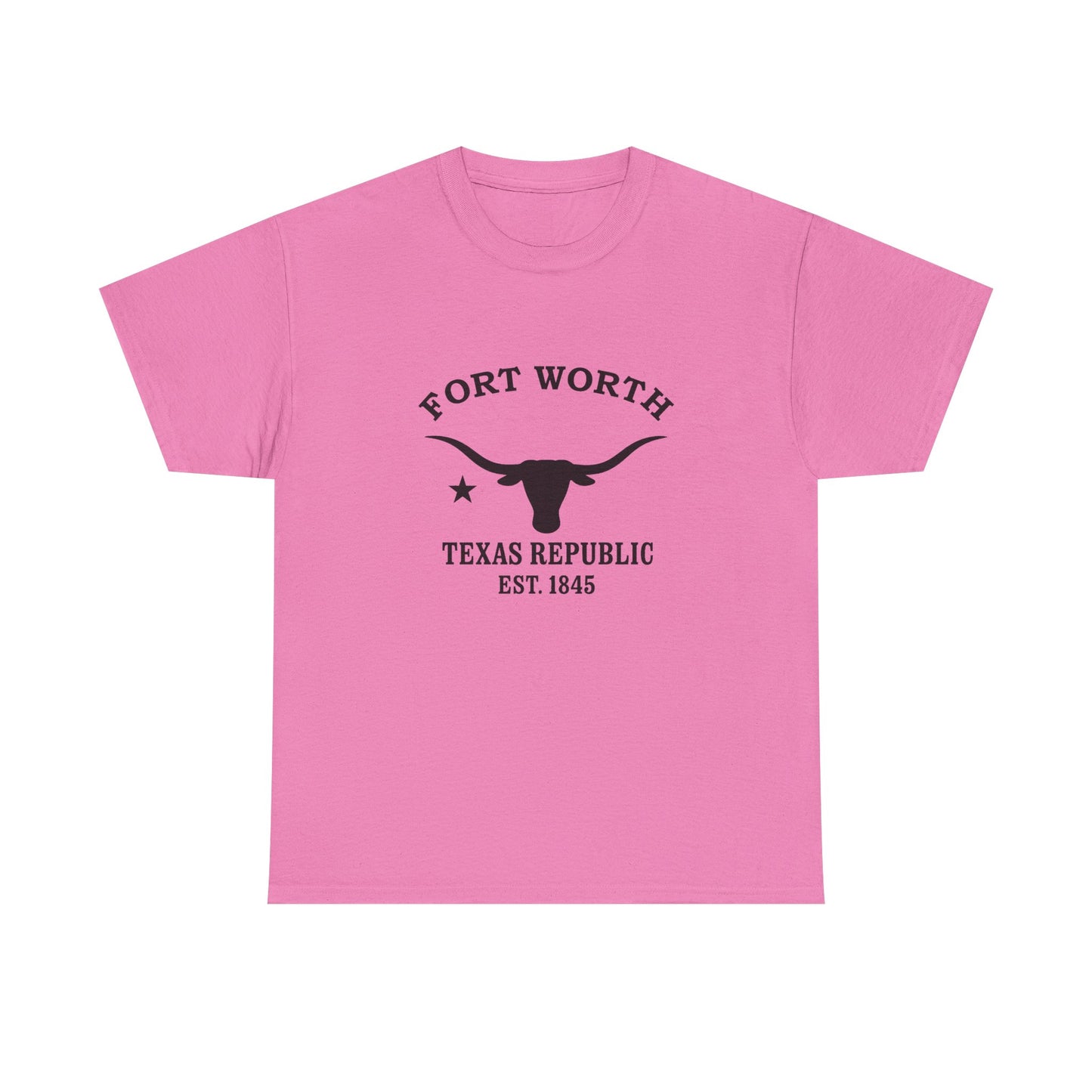 Fort Worth Texas Vintage Retro Unisex Heavy Cotton Tee - Black Logo
