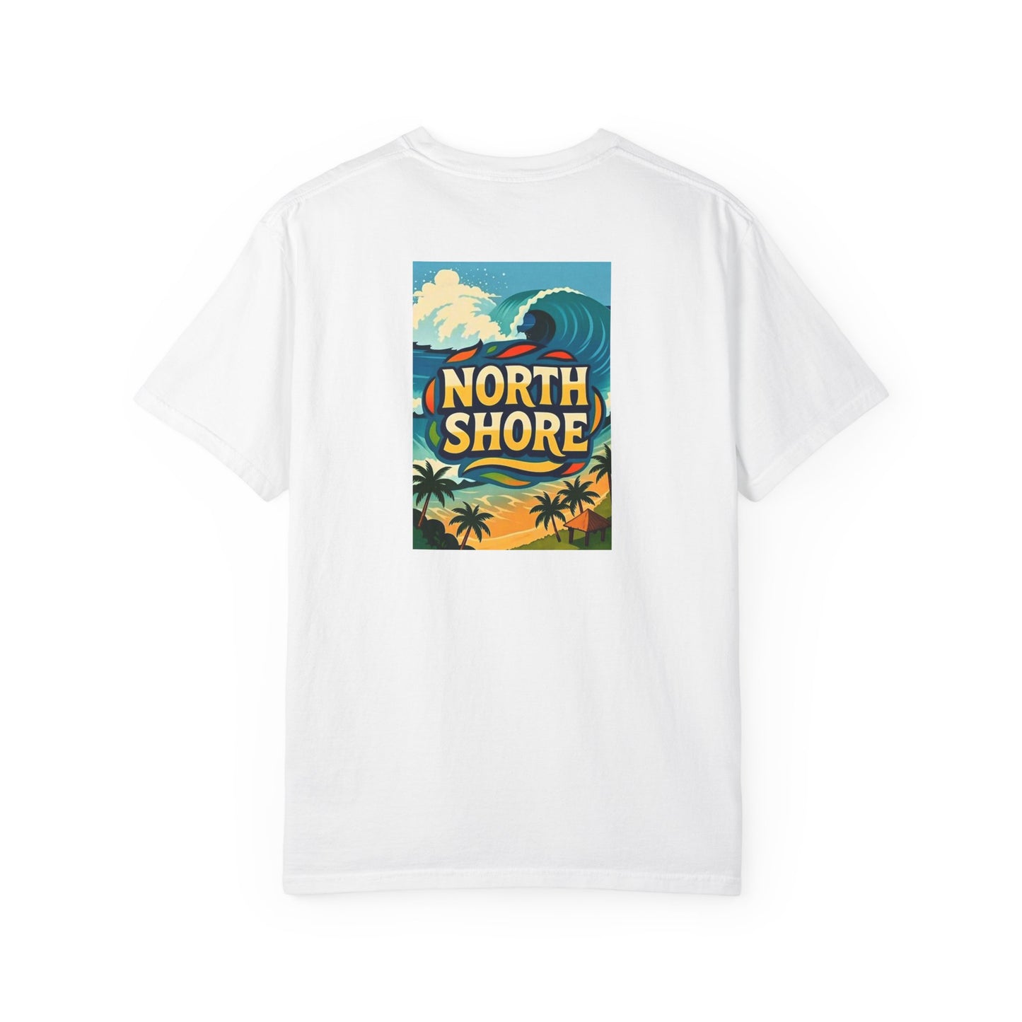 North Shore Hawaii Vintage Retro Back Printed Art Series Cotton Tee - Black Logo