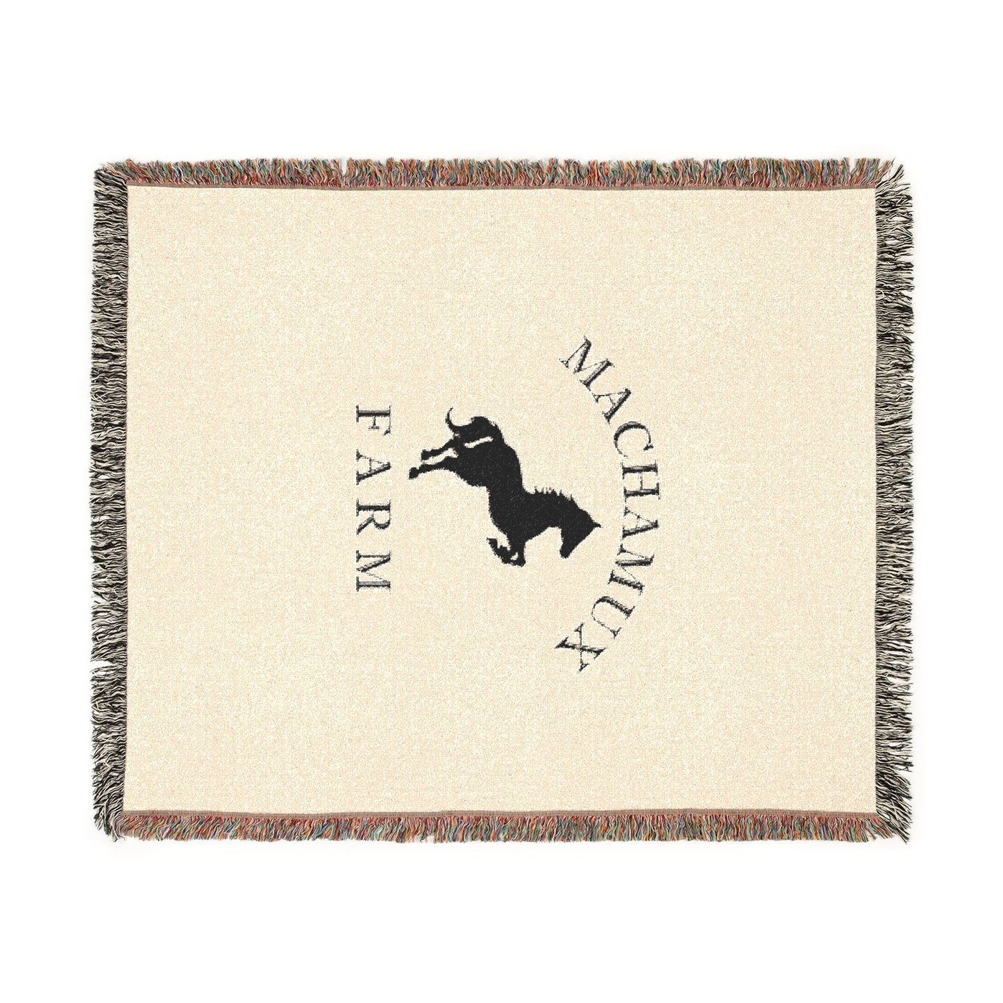 Machamux Farm Vintage Retro Cotton Woven Blanket - Black Logo