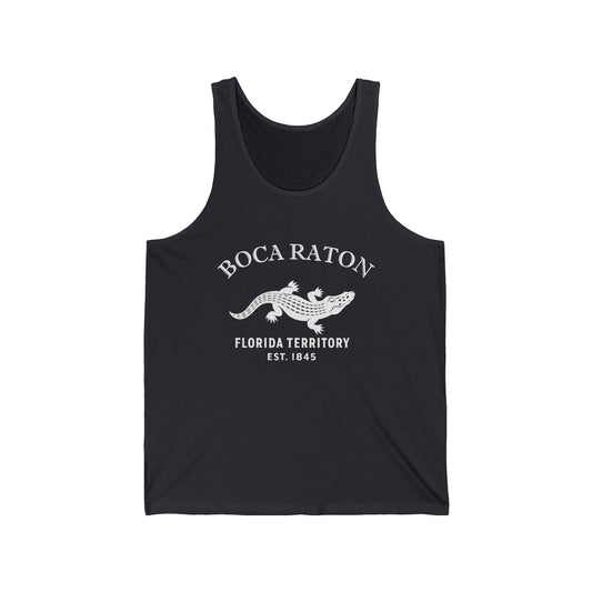 Boca Raton Florida Vintage Retro Unisex Cotton Jersey Tank Top - White Logo