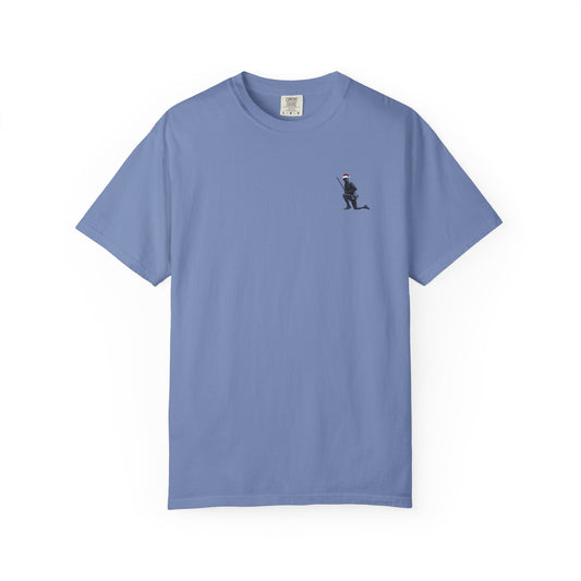 Any Town Rear + Front Logo Vintage Retro Minuteman Holiday Cotton Tee - No Text - Granite