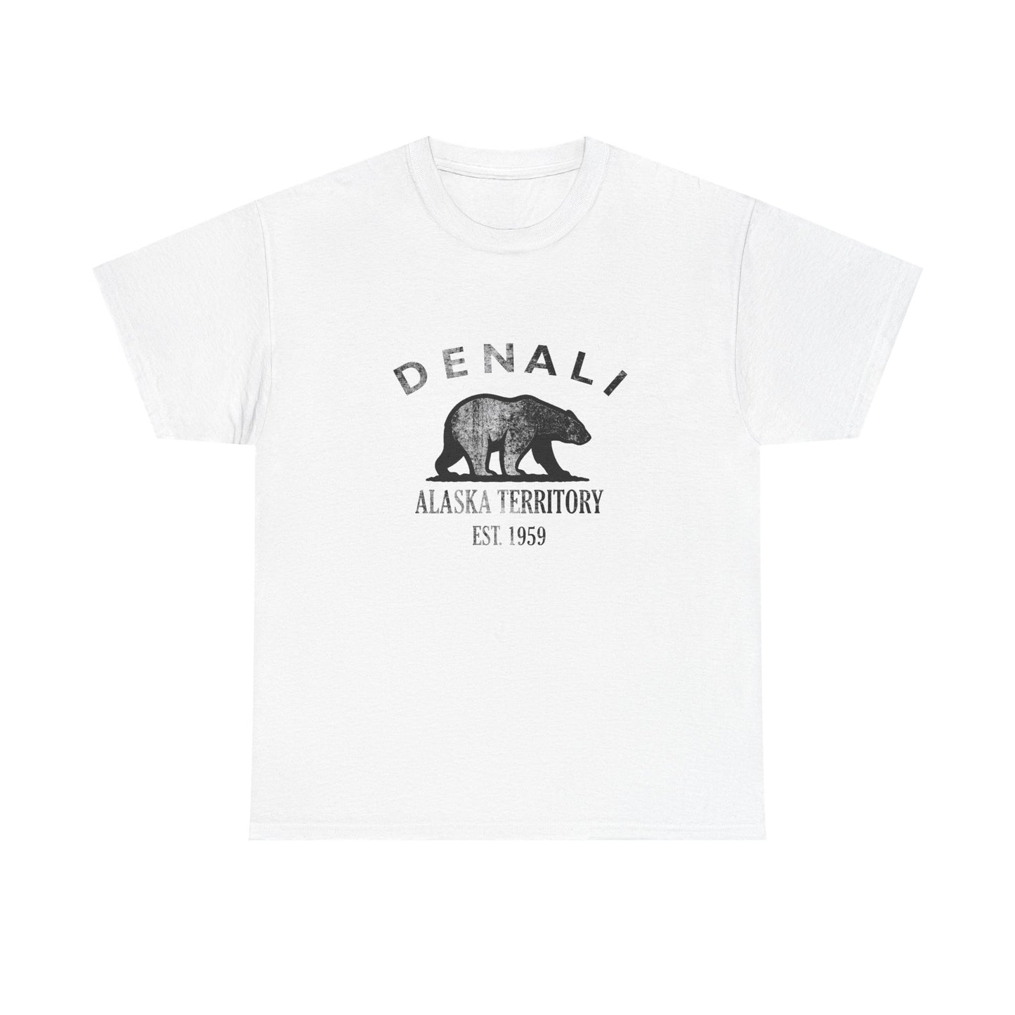 Denali Alaska Vintage Retro Unisex Heavy Cotton Tee - Black Logo
