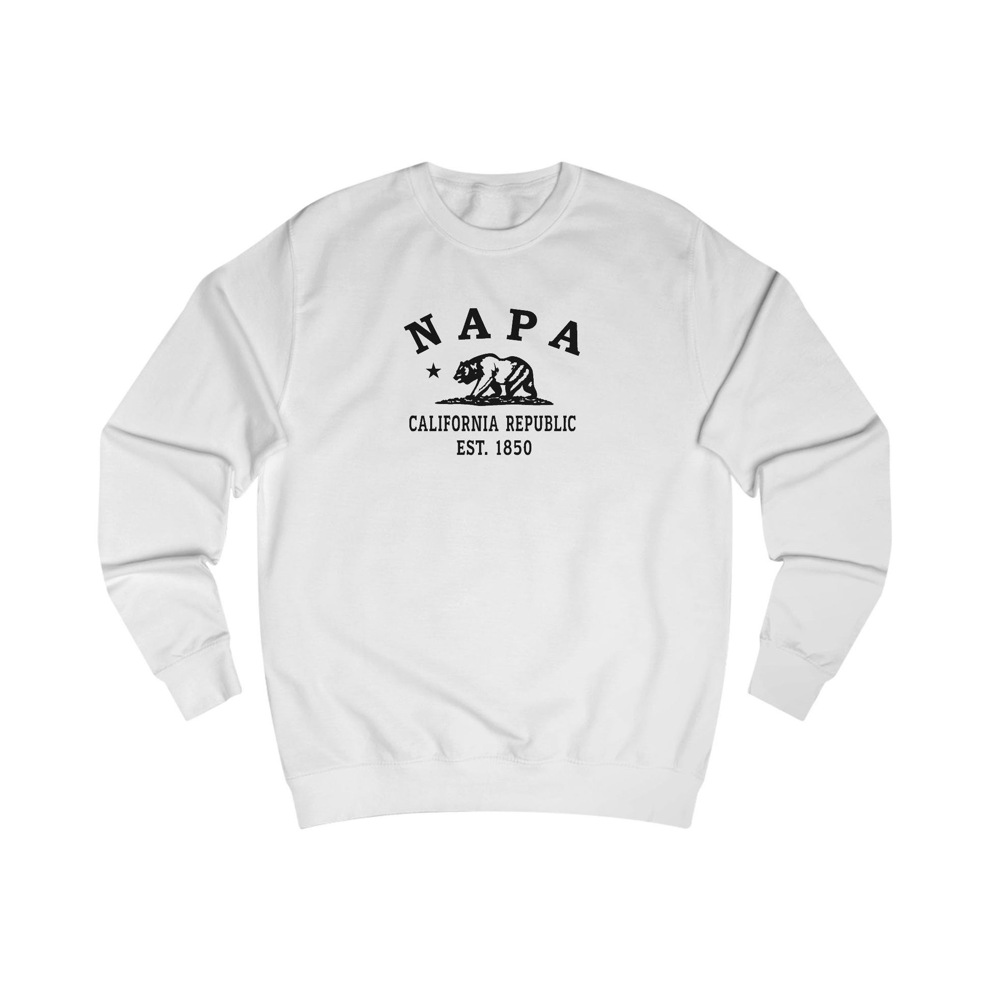 Napa California Vintage Retro Premium Crewneck Sweatshirt - Black Logo - Arctic White
