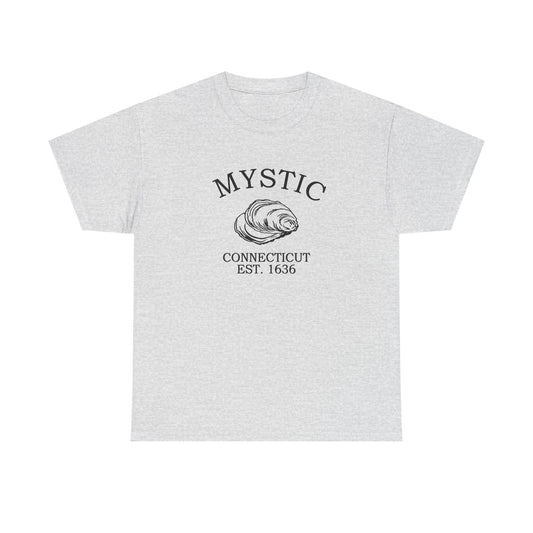 Mystic Connecticut Vintage Retro Unisex Heavy Cotton Tee - Black Logo