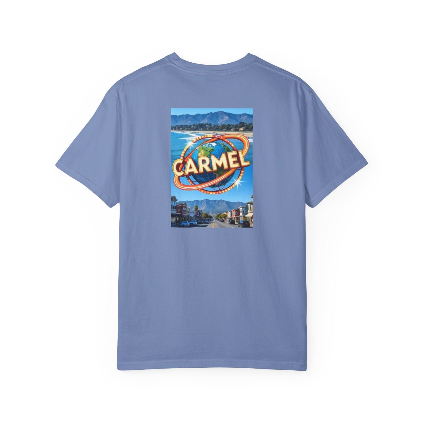 Carmel California Vintage Retro Back Printed Art Series Cotton Tee - Black Logo