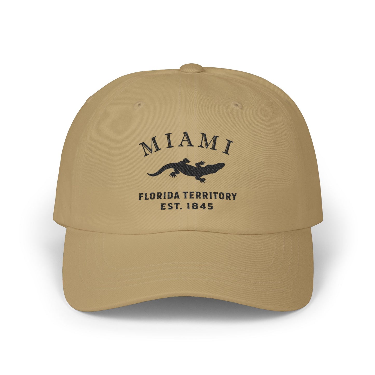 Miami Florida Classic Embroidered Vintage Retro Cotton Cap - Black Logo