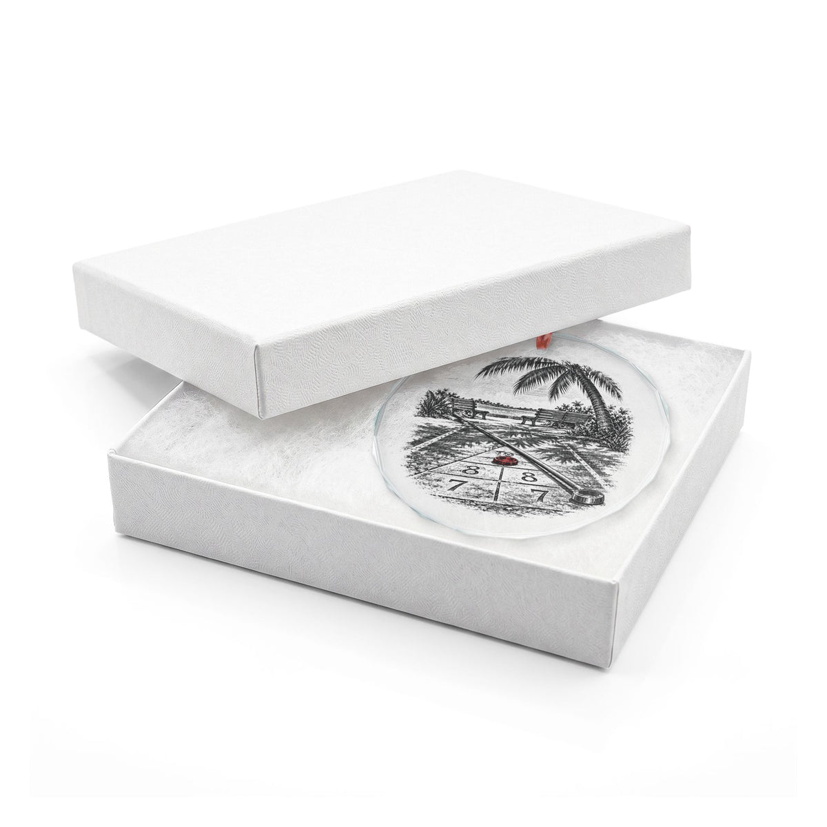 St. Petersburg Florida Holiday Ornament, Shuffleboard, Crystal Glass Ornament in White Gift Box
