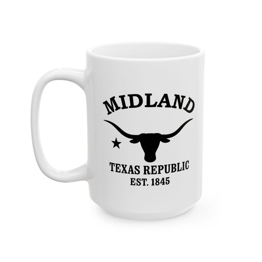 Midland Texas Vintage Retro Ceramic Mug - Black Logo