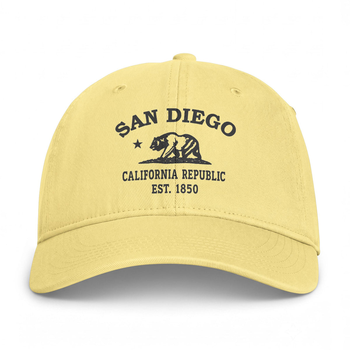 San Diego California Distressed Cotton Cap - Charcoal Print Logo