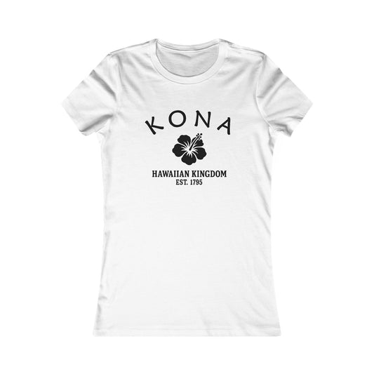 Kona Hawaii Ringspun Cotten Fitted Vintage Retro Womens Tee - Black Logo