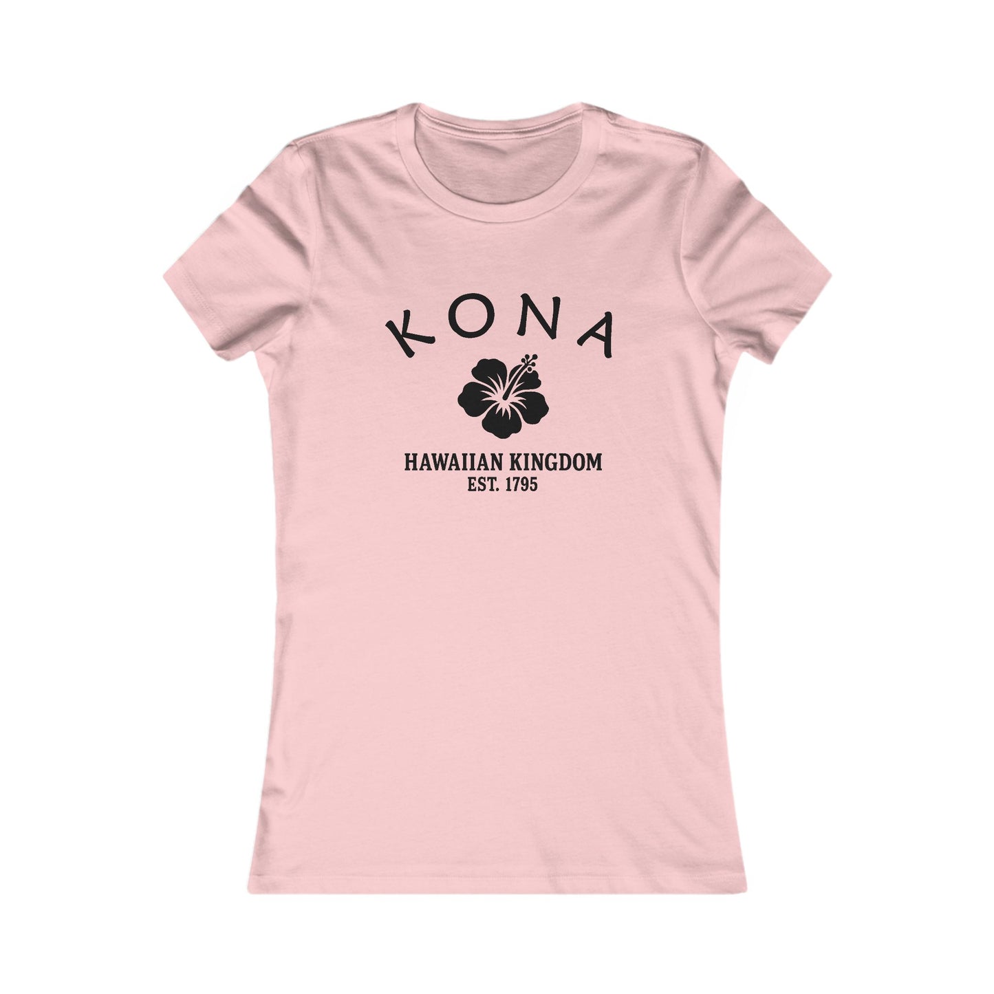 Kona Hawaii Ringspun Cotten Fitted Vintage Retro Womens Tee - Black Logo