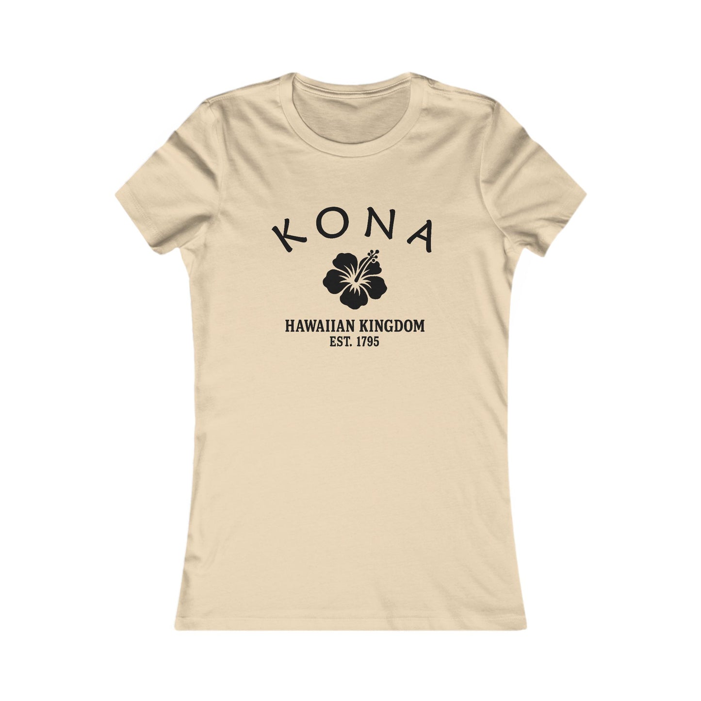 Kona Hawaii Ringspun Cotten Fitted Vintage Retro Womens Tee - Black Logo