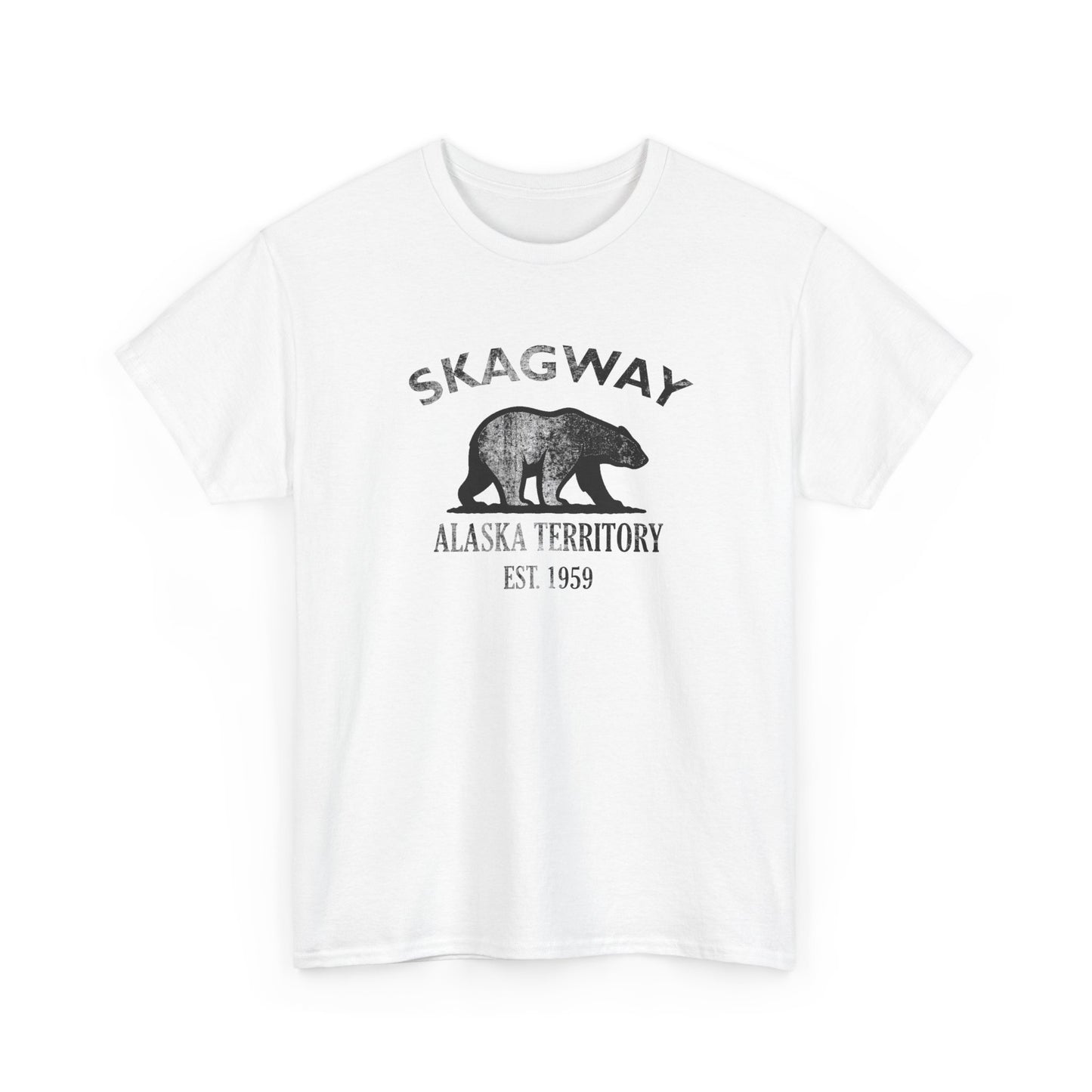 Skagway Alaska Vintage Retro Unisex Heavy Cotton Tee - Black Logo