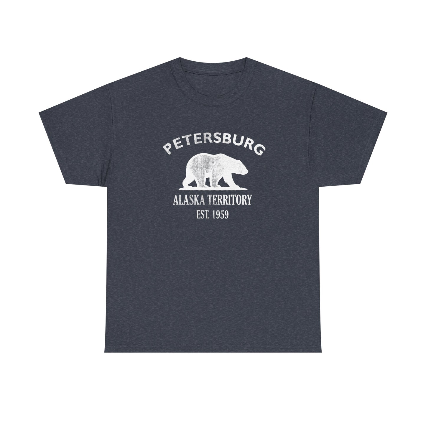 Petersburg Alaska Vintage Retro Unisex Heavy Cotton Tee - White Logo