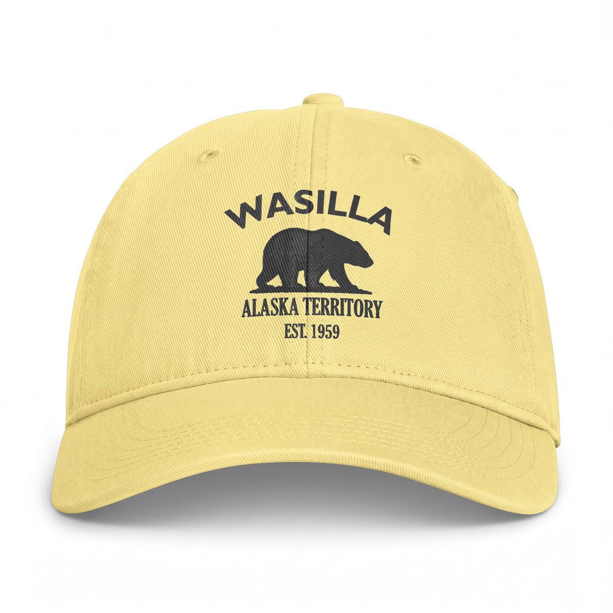 Wasilla Alaska Distressed Cotton Cap - Charcoal Print Logo