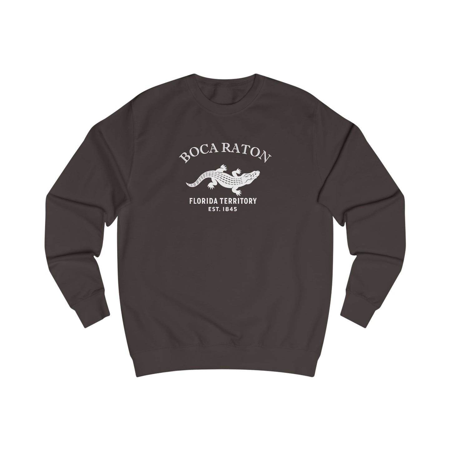 Boca Raton Florida Vintage Retro Premium Crewneck Sweatshirt - White Logo - Bottle Green