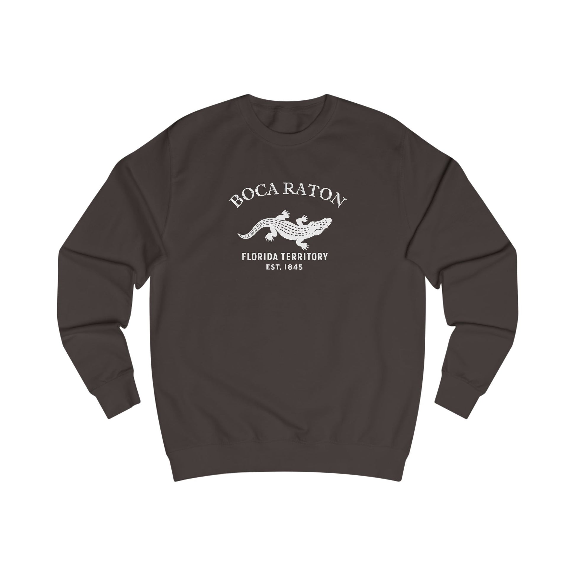Boca Raton Florida Vintage Retro Premium Crewneck Sweatshirt - White Logo - Bottle Green