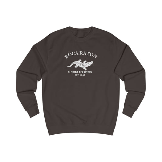 Boca Raton Florida Vintage Retro Premium Crewneck Sweatshirt - White Logo - Bottle Green