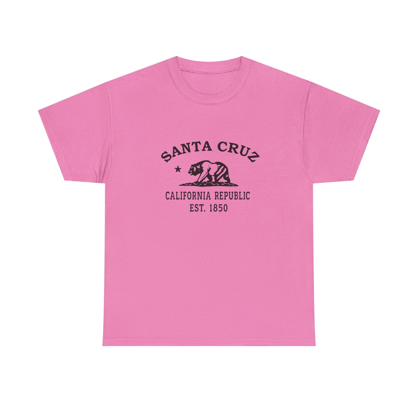 Santa Cruz California Vintage Retro Unisex Heavy Cotton Tee - Black Logo