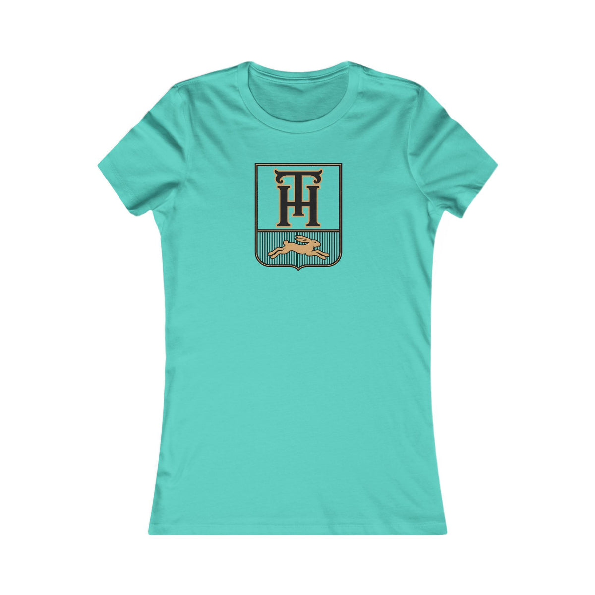 Teal Team Haas Women's Fitted Tee with the TH Family Crest, Ringspun Cotton