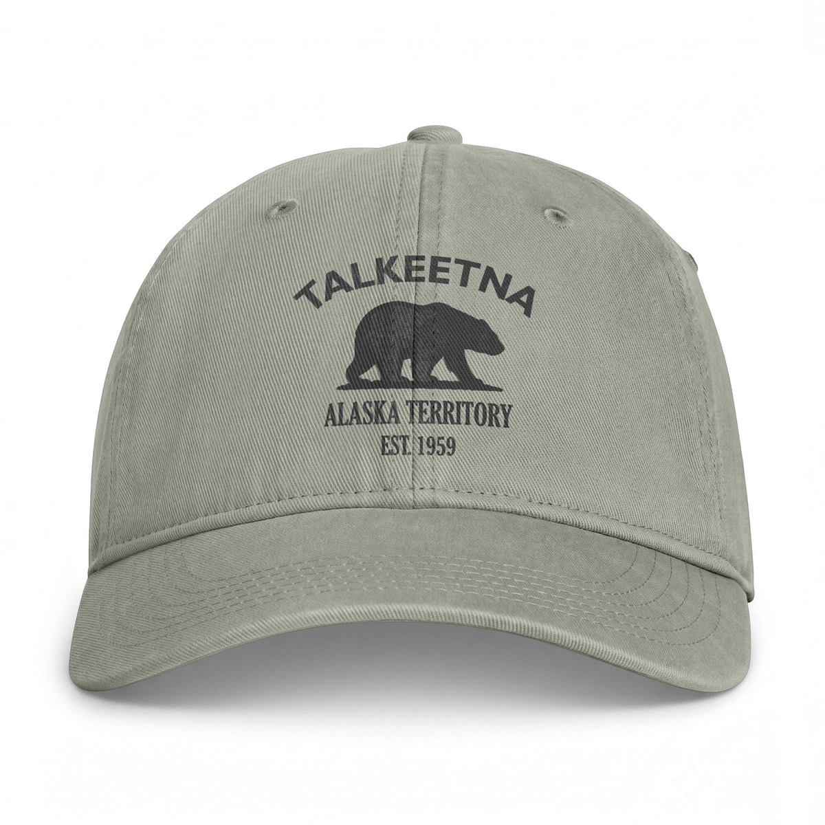 Talkeetna Alaska Distressed Cotton Cap - Charcoal Print Logo