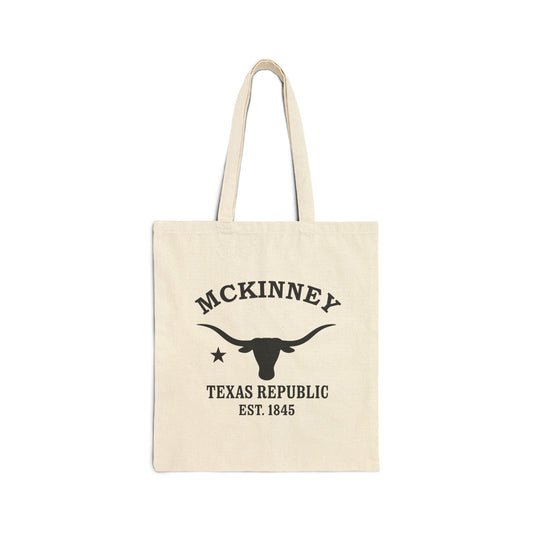 McKinney Texas Vintage Retro Cotton Canvas Tote Bag - Black Logo