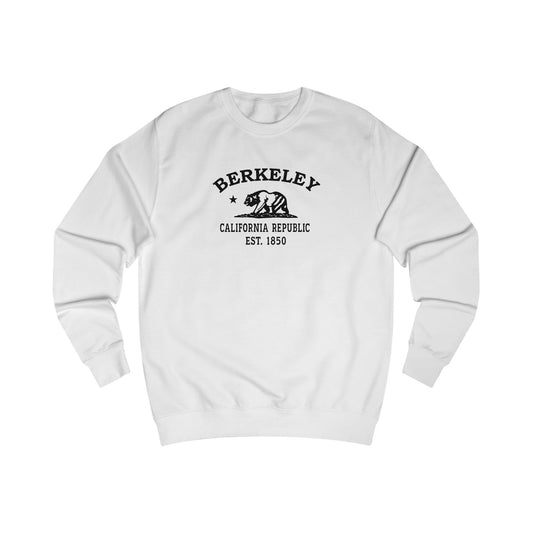 Berkeley California Vintage Retro Premium Crewneck Sweatshirt - Black Logo - Arctic White