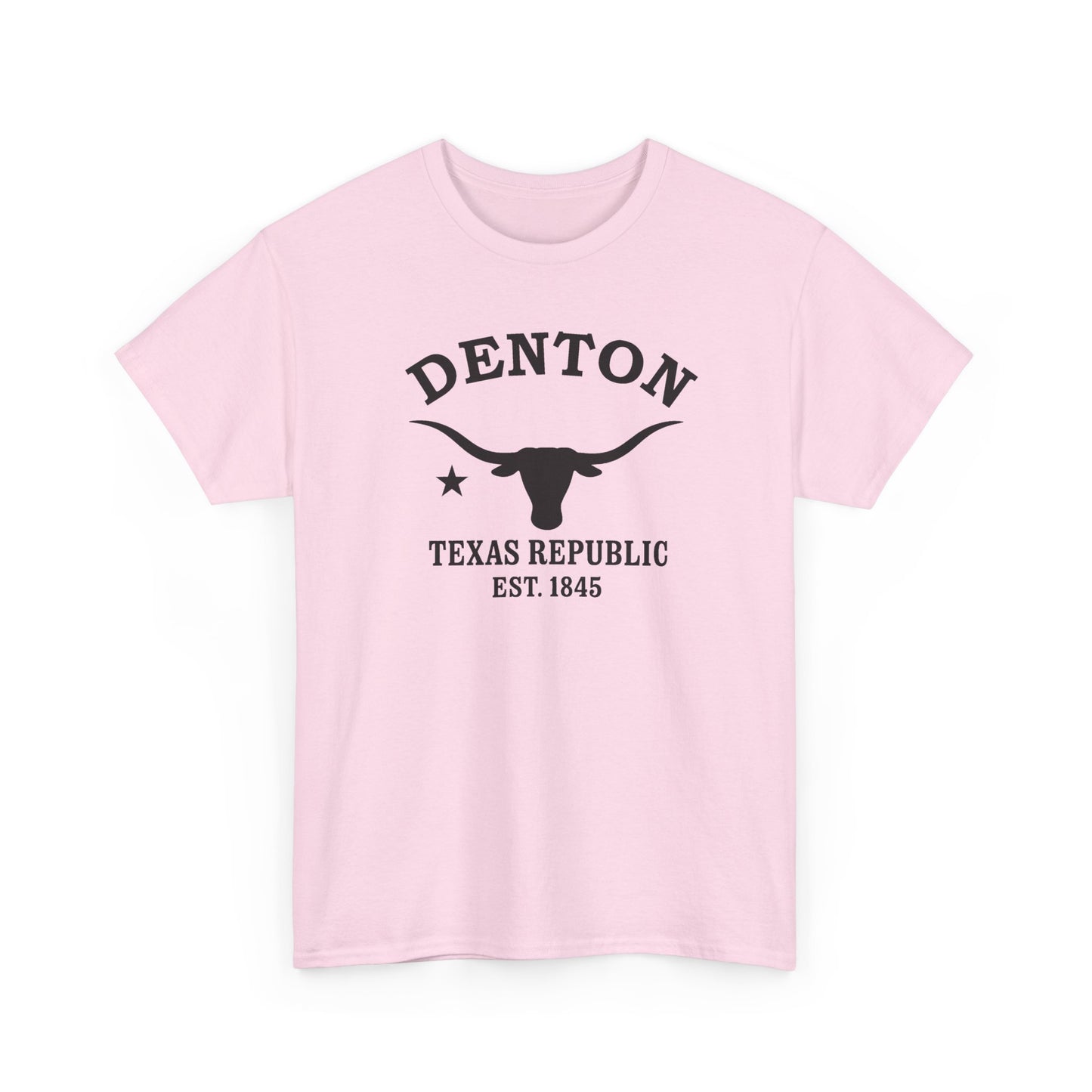 Denton Texas Vintage Retro Unisex Heavy Cotton Tee - Black Logo